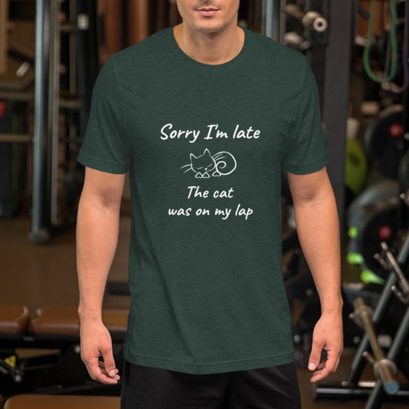 NWT Sorry I'm Late The Cat Was On My Lap t-shirt - Picture 2 of 3